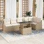 Conjunto de sofá de jardín 7 pcs beige y crema 100 x 55 x 73 cm