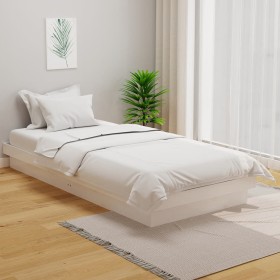 Estructura de cama madera maciza blanca 100x200 cm