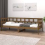 Sofá cama madera maciza de pino marrón miel 80x200 cm