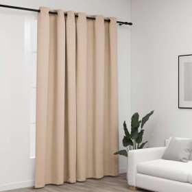 Cortina opaca con ojales look de lino beige 290x245 cm Cortina opaca con ojales look de lino beige 290x245 cm