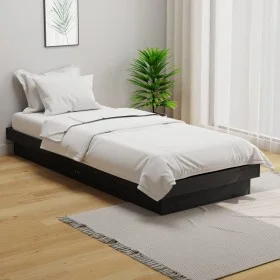 Gray solid wood single bed frame 75x190 cm by vidaXL, Beds and slatted bases - Ref: Foro24-819934, Price: 116,11 €, Discount: %