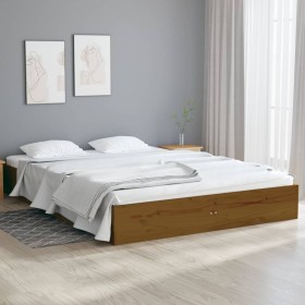 Honigbraunes Doppelbettgestell aus Massivholz, 135 x 190 cm von vidaXL, Betten und Lattenroste - Ref: Foro24-820080, Preis: 1...