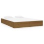 Honey brown solid wood double bed frame 135x190 cm by vidaXL, Beds and slatted bases - Ref: Foro24-820080, Price: 141,26 €, D...