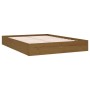 Honey brown solid wood double bed frame 135x190 cm by vidaXL, Beds and slatted bases - Ref: Foro24-820080, Price: 141,26 €, D...