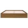 Honey brown solid wood double bed frame 135x190 cm by vidaXL, Beds and slatted bases - Ref: Foro24-820080, Price: 141,26 €, D...
