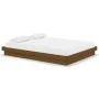 Honey brown solid wood double bed frame 135x190 cm by vidaXL, Beds and slatted bases - Ref: Foro24-819950, Price: 171,36 €, D...