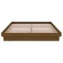 Honey brown solid wood double bed frame 135x190 cm by vidaXL, Beds and slatted bases - Ref: Foro24-819950, Price: 171,36 €, D...