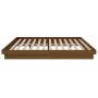 Honey brown solid wood double bed frame 135x190 cm by vidaXL, Beds and slatted bases - Ref: Foro24-819950, Price: 173,67 €, D...