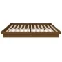 Honey brown solid wood double bed frame 135x190 cm by vidaXL, Beds and slatted bases - Ref: Foro24-819950, Price: 171,36 €, D...