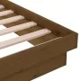 Honey brown solid wood double bed frame 135x190 cm by vidaXL, Beds and slatted bases - Ref: Foro24-819950, Price: 171,36 €, D...