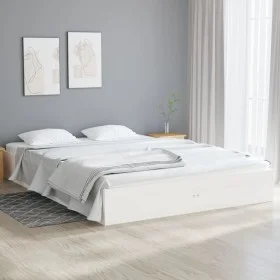 Small double bed frame white solid wood 120x190cm by vidaXL, Beds and slatted bases - Ref: Foro24-820073, Price: 114,87 €, Di...