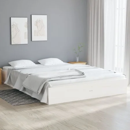 Small double bed frame white solid wood 120x190cm by vidaXL, Beds and slatted bases - Ref: Foro24-820073, Price: 114,87 €, Di...