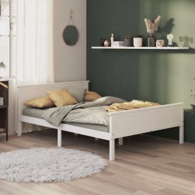 Estructura de cama de madera maciza de pino blanco 160x200 cm de vidaXL, Camas y somieres - Ref: Foro24-322185, Precio: 211,6...