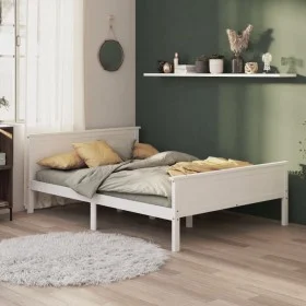 Solid white pine wood bed frame 160x200 cm by vidaXL, Beds and slatted bases - Ref: Foro24-322185, Price: 208,37 €, Discount: %