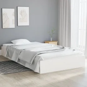 White solid wood bed frame 100x200 cm by vidaXL, Beds and slatted bases - Ref: Foro24-820053, Price: 96,82 €, Discount: %