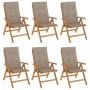 Reclining garden chairs and 6 solid teak wood cushions by vidaXL, Garden chairs - Ref: Foro24-3196501, Price: 1,00 €, Discoun...