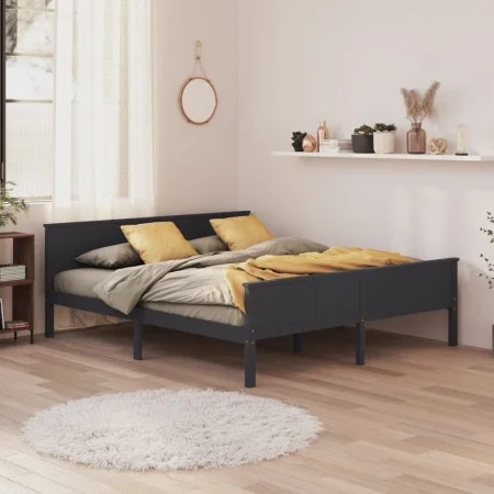 Solid gray pine wood bed frame 180x200 cm by vidaXL, Beds and slatted bases - Ref: Foro24-322207, Price: 189,93 €, Discount: %