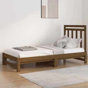 Sofá cama extraíble madera maciza pino marrón miel 2x(90x190)cm