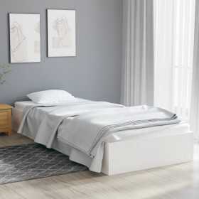 White single solid wood bed frame 75x190 cm by vidaXL, Beds and slatted bases - Ref: Foro24-820063, Price: 87,91 €, Discount: %