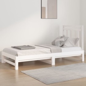 Sofá cama extraíble madera maciza de pino blanco 2x(90x200) cm