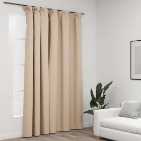 Cortina opaca con ganchos look de lino beige 290x245 cm Cortina opaca con ganchos look de lino beige 290x245 cm