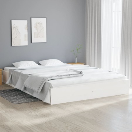 Weißer Massivholzbettrahmen 120x200 cm von vidaXL, Betten und Lattenroste - Ref: Foro24-820048, Preis: 119,15 €, Rabatt: %