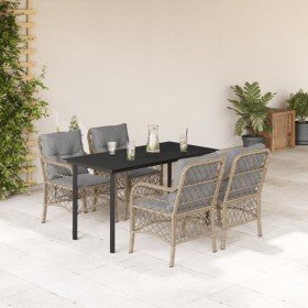 Set comedor de jardín 5 pzas con cojines ratán sintético beige en Conjuntos de jardín | Comprar online en Foro24