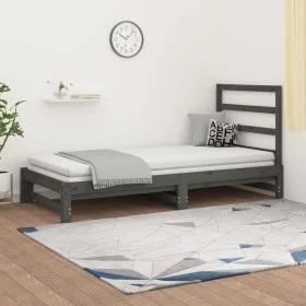 Removable sofa bed solid gray pine wood 2x(90x200) cm by vidaXL, Beds and slatted bases - Ref: Foro24-3108304, Price: 178,20 ...