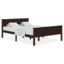 Dark brown solid pine wood bed frame 140x200 cm by vidaXL, Beds and slatted bases - Ref: Foro24-322198, Price: 159,51 €, Disc...