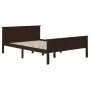 Dark brown solid pine wood bed frame 140x200 cm by vidaXL, Beds and slatted bases - Ref: Foro24-322198, Price: 159,51 €, Disc...