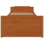 Bed frame with drawers solid brown pine wood 90x200 cm by vidaXL, Beds and slatted bases - Ref: Foro24-322161, Price: 190,74 ...