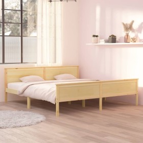 Bettgestell aus massivem Kiefernholz, 200 x 200 cm von vidaXL, Betten und Lattenroste - Ref: Foro24-322180, Preis: 106,71 €, ...