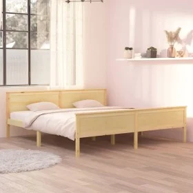 Solid pine wood bed frame 200x200 cm by vidaXL, Beds and slatted bases - Ref: Foro24-322180, Price: 105,62 €, Discount: %