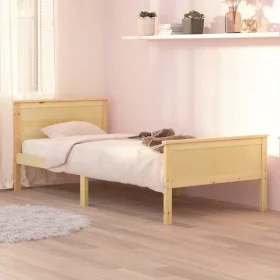 Solid pine wood bed frame 100x200 cm by vidaXL, Beds and slatted bases - Ref: Foro24-322175, Price: 72,85 €, Discount: %