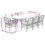 Set comedor de jardín 9 pzas cojines ratán sintético gris claro