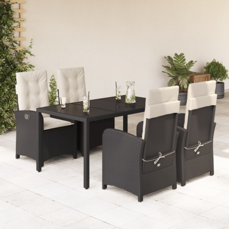 Set de muebles jardín 5 pzas con cojines ratán sintético negro