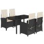 Set de muebles jardín 5 pzas con cojines ratán sintético negro