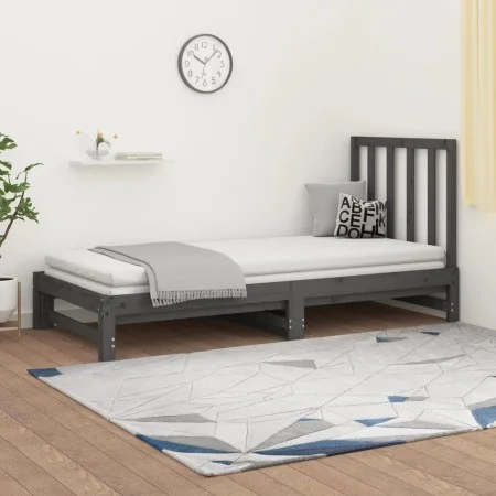 Removable sofa bed solid gray pine wood 2x(90x200) cm by vidaXL, Beds and slatted bases - Ref: Foro24-3108319, Price: 183,15 ...