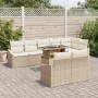 Conjunto de sofá de jardín 9 pcs beige y crema 100 x 55 x 73 cm