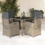 Set comedor de jardín 5 piezas con cojines ratán sintético gris en Conjuntos de jardín | Comprar online en Foro24
