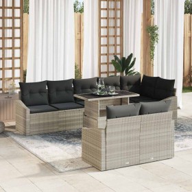 Conjunto de sofá de jardín 9 pcs Gris claro 100 x 55 x 73 cm