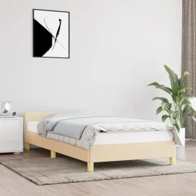 Bed frame with cream fabric headboard 80x200 cm by vidaXL, Beds and slatted bases - Ref: Foro24-347372, Price: 95,07 €, Disco...