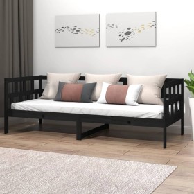 Sofá cama madera maciza de pino negro 80x200 cm