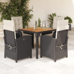 Set de muebles jardín 5 pzas con cojines ratán sintético negro en Conjuntos de jardín | Comprar online en Foro24