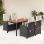 Set de muebles jardín 5 pzas con cojines ratán sintético negro