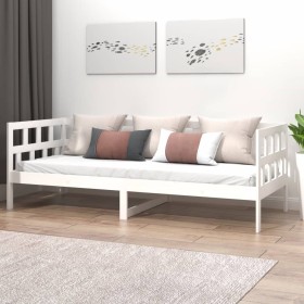 Sofá cama madera maciza de pino blanco 80x200 cm