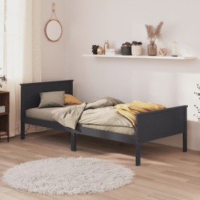 Bettgestell aus massivem, grauem Kiefernholz, 100 x 200 cm von vidaXL, Betten und Lattenroste - Ref: Foro24-322203, Preis: 85...