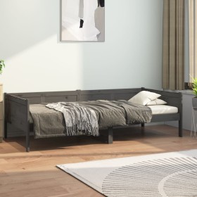 Sofá cama de madera maciza de pino gris 90x200 cm