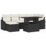 Conjunto de sofá de jardín con cojín 7 pcs Negro y crema