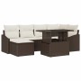 Conjunto de sofá de jardín con cojín 7 pcs Marrón y crema